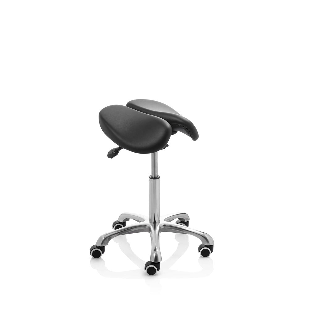 ZenGrowth Sattelhocker mit geteilter Sitzfläche und kippbarem Sitz, Schwarz