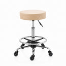 ZenGrowth Tabouret Beige met voetring en chroom frame – kapperswieltjes