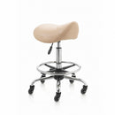 ZenGrowth Zadelkruk Beige met chromen frame en voetring – kapperswieltjes