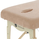 B-Ware Set Frottee Spannbettlaken Massageliege mit Ausschnitt Weiß + Hellbraun + Schokobraun + Hellblau