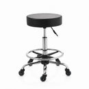ZenGrowth Tabouret Zwart met voetring en chromen frame – kapperswieltjes