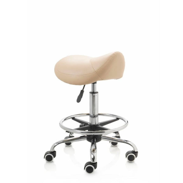 ZenGrowth Sattelhocker Beige mit Chromgestell & Fußring